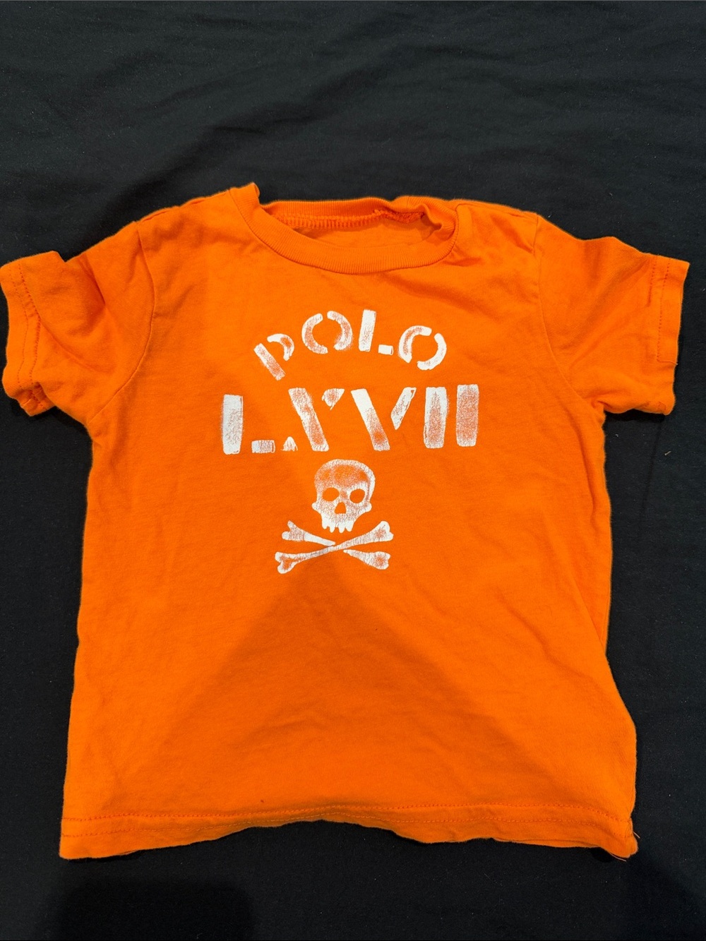 Polo by Ralph Lauren Orange Kids Graphic Tee with White Skull